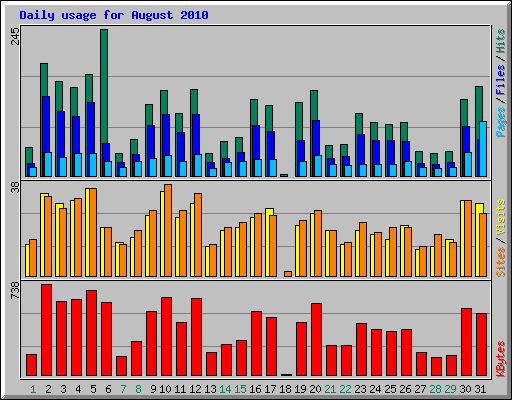 Daily usage for August 2010