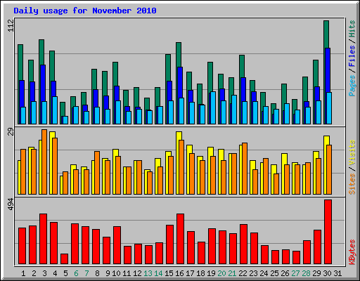 Daily usage for November 2010